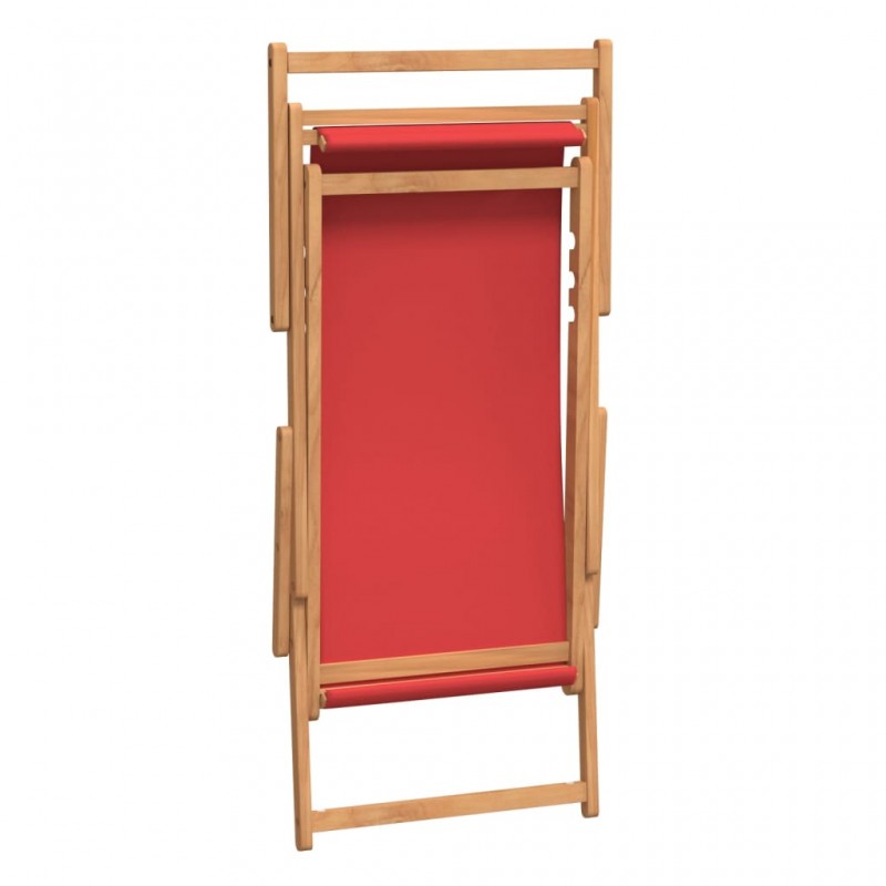 Καρέκλα Παραλίας Πτυσσόμενη Κόκκινη από Μασίφ Ξύλο Teak