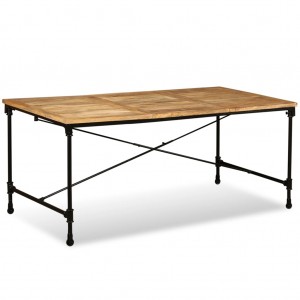 Τραπέζι από μασίφ ξύλο μάνγκο και ατσάλι 180x90x76 εκ