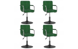 Καρέκλες Τραπεζαρίας Περιστρ. 4 τεμ. Σκούρο Πράσινο Βελούδινες
