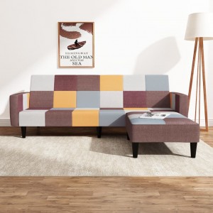 Καναπές Κρεβάτι Διθέσιος με Υποπόδιο Πολύχρωμος Υφασμάτινος