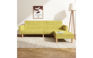 Καναπές Κρεβάτι Διθέσιος με Υποπόδιο Πράσινο Υφασμάτινος