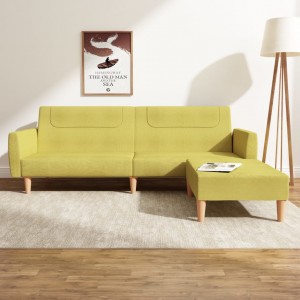 Καναπές Κρεβάτι Διθέσιος με Υποπόδιο Πράσινο Υφασμάτινος