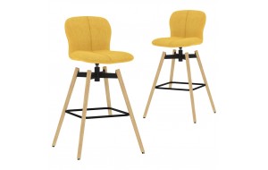 Καρέκλες Μπαρ Περιστρεφόμενες 2 τεμ. Κίτρινες Υφασμάτινες