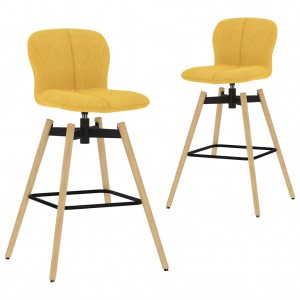 Καρέκλες Μπαρ Περιστρεφόμενες 2 τεμ. Κίτρινες Υφασμάτινες