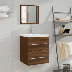 Ντουλάπι Μπάνιου με Καθρέφτη Καφέ δρυς 41x38,5x48 εκ.