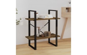 Βιβλιοθήκη με 2 Ράφια Καφέ Δρυς 60x30x70 εκ. Επεξεργ. Ξύλο