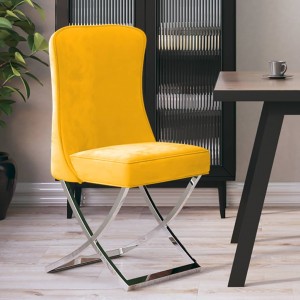 Καρέκλα Τραπεζαρίας Κίτρινο Μουσταρδί Βελούδινη