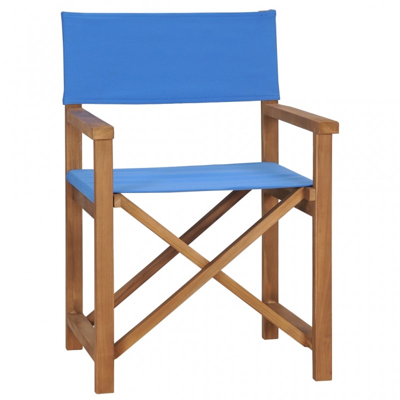 Καρέκλες Σκηνοθέτη 2 τεμ. Μπλε από Μασίφ Ξύλο Teak