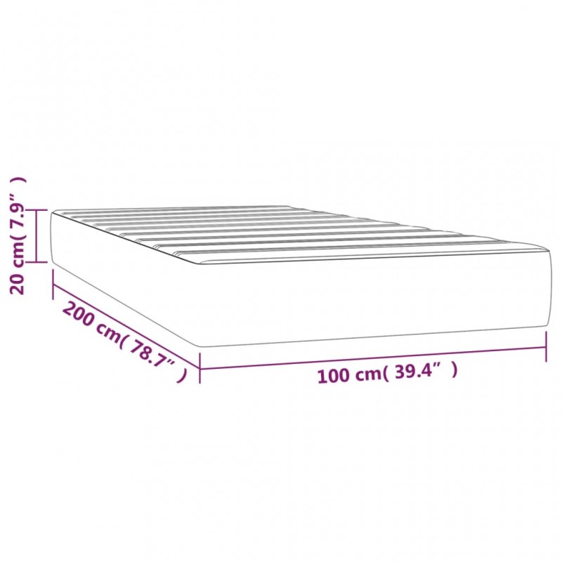 Στρώμα με Pocket Springs Μαύρο 100x200x20 εκ. Συνθετικό Δέρμα