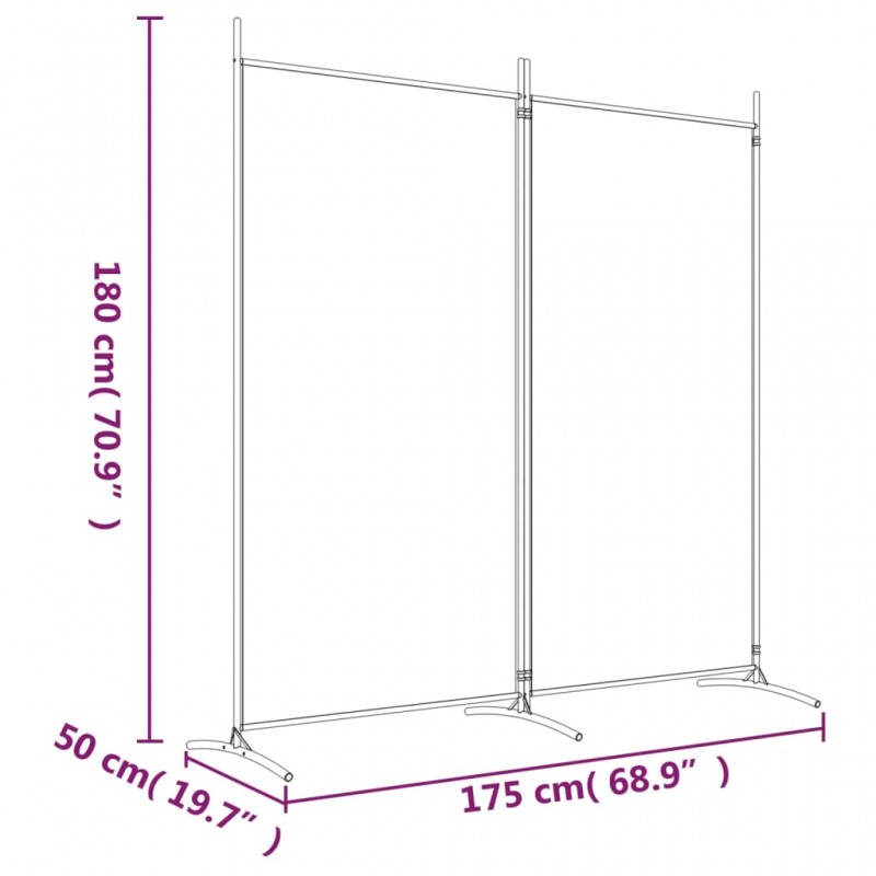 Διαχωριστικό Δωματίου με 2 Πάνελ Μαύρο 175x180 εκ. από Ύφασμα