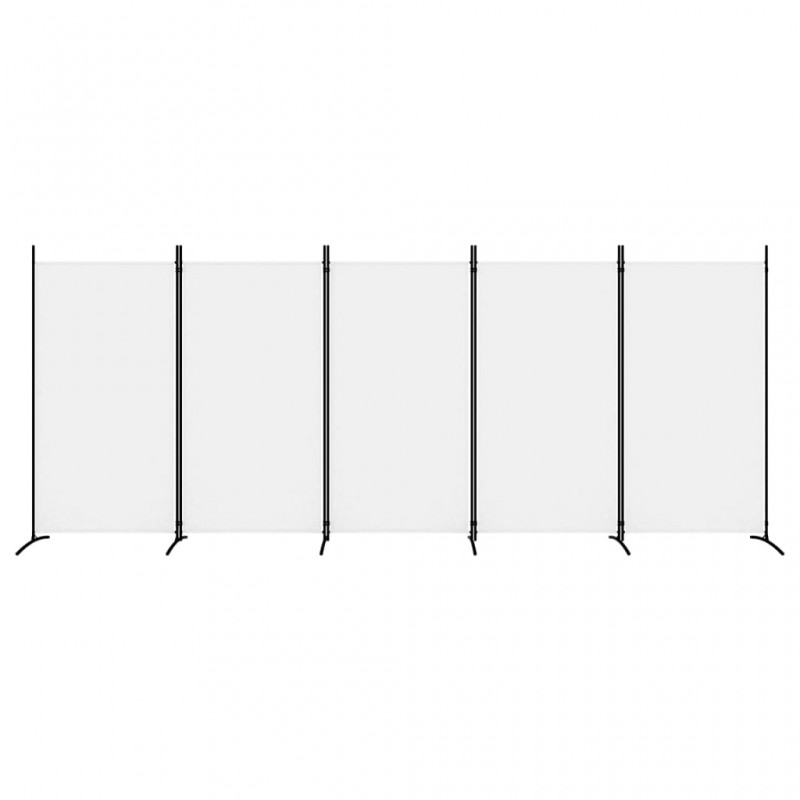 Διαχωριστικό Δωματίου με 5 Πάνελ Λευκό 433x180 εκ. από Ύφασμα