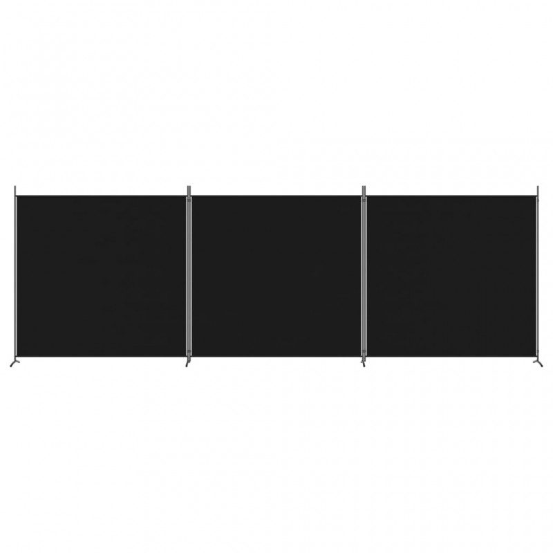 Διαχωριστικό Δωματίου με 3 Πάνελ Μαύρο 525x180 εκ. από Ύφασμα