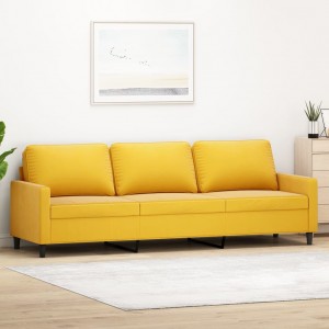 Καναπές Τριθέσιος Κίτρινος 210 εκ. Βελούδινος