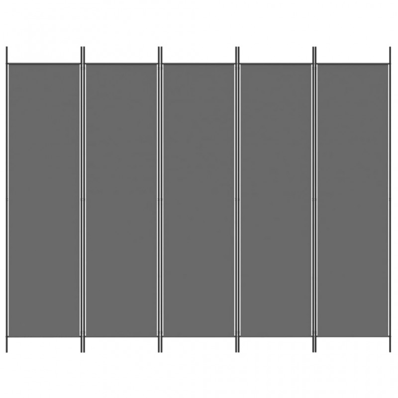 Διαχωριστικό Δωματίου με 5 Πάνελ Ανθρακί 250x200 εκ. από Ύφασμα