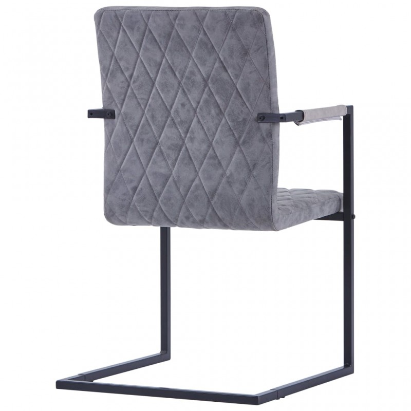 Καρέκλες «Πρόβολος» 4 τεμ. Σκούρο Γκρι Συνθ. Δέρμα