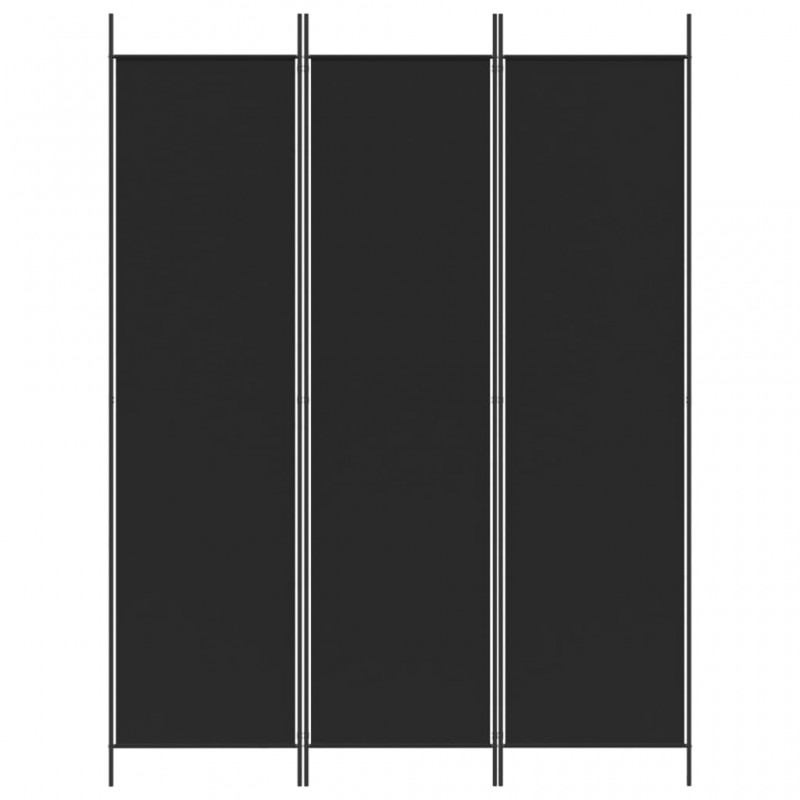 Διαχωριστικό Δωματίου με 3 Πάνελ Μαύρο 150x200 εκ. από Ύφασμα