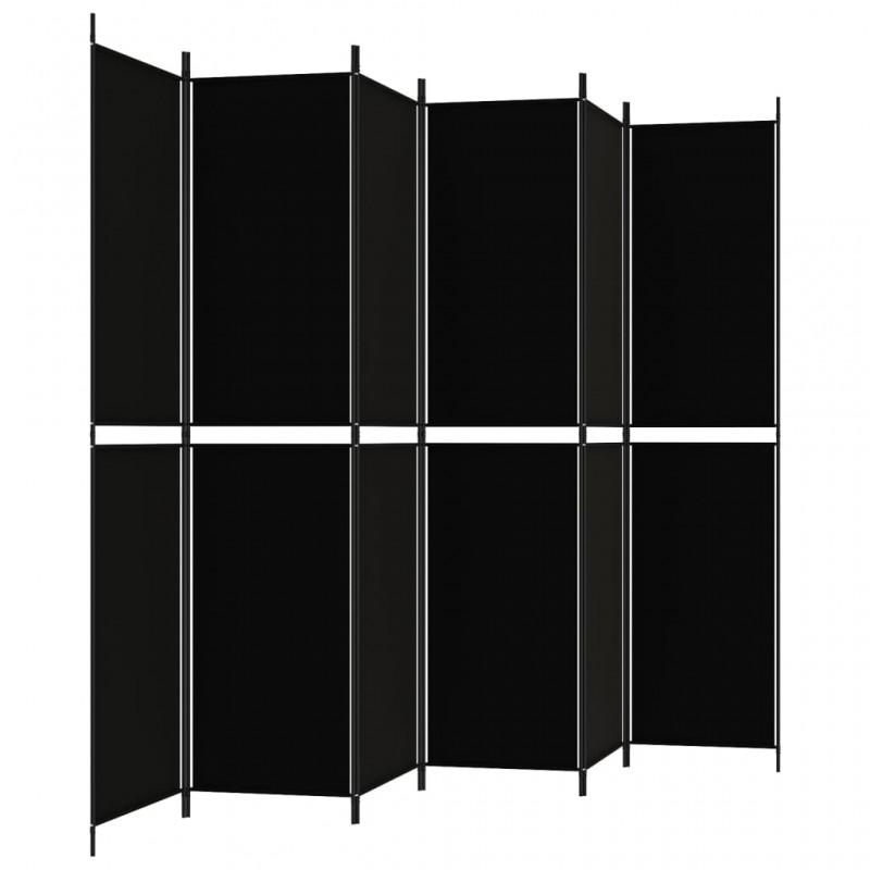 Διαχωριστικό Δωματίου με 6 Πάνελ Μαύρο 300x220 εκ. από Ύφασμα