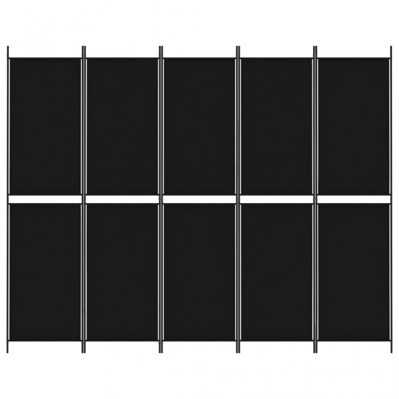 Διαχωριστικό Δωματίου με 5 Πάνελ Μαύρο 250x200 εκ. από Ύφασμα