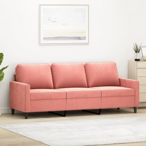 Καναπές Τριθέσιος Ροζ 180 εκ. Βελούδινος