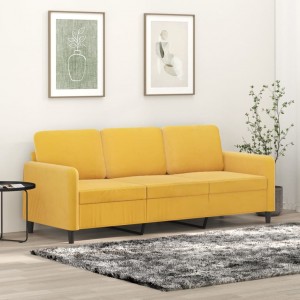 Καναπές Τριθέσιος Κίτρινο 180 εκ. Βελούδινος