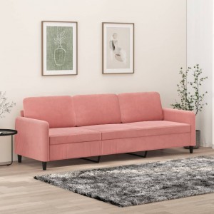 Καναπές Τριθέσιος Ροζ 210 εκ. Βελούδινος