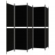 Διαχωριστικό Δωματίου με 5 Πάνελ Μαύρο 250x180 εκ. από Ύφασμα