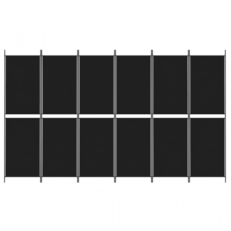 Διαχωριστικό Δωματίου με 6 Πάνελ Μαύρο 300x180 εκ. από Ύφασμα