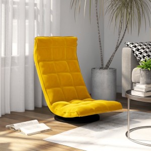 Καρέκλα Δαπέδου Περιστρεφόμενη Κίτρινη Βελούδινη