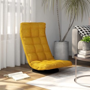 Καρέκλα Δαπέδου Περιστρεφόμενη Κίτρινο Μουσταρδί Υφασμάτινη