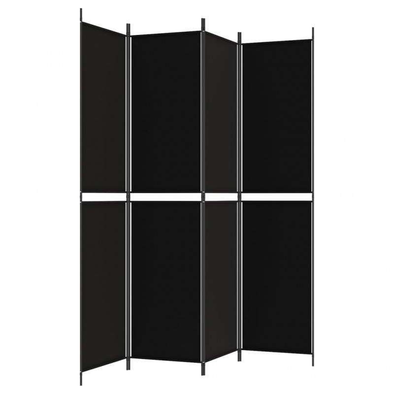 Διαχωριστικό Δωματίου με 4 Πάνελ Μαύρο 200 x 220 εκ. Υφασμάτινο