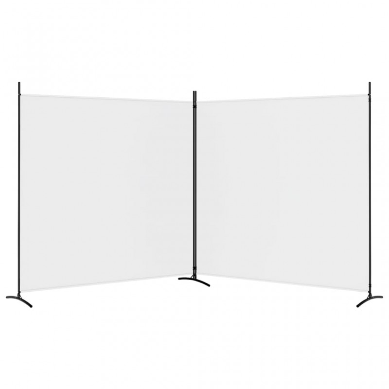 Διαχωριστικό Δωματίου με 2 Πάνελ Λευκό 348 x 180 εκ. από Ύφασμα