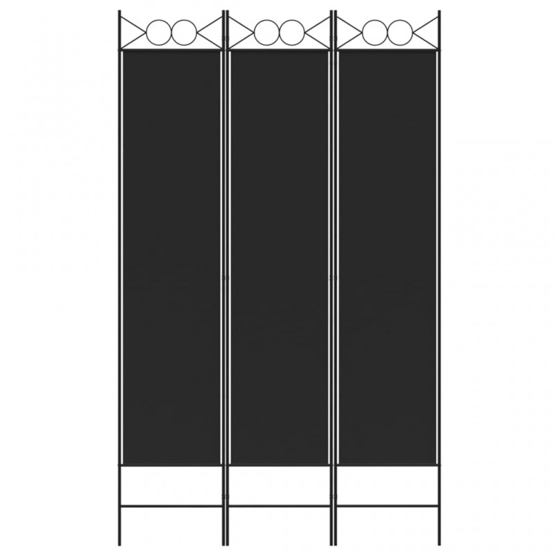 Διαχωριστικό Δωματίου με 3 Πάνελ Μαύρο 120x200 εκ. από Ύφασμα