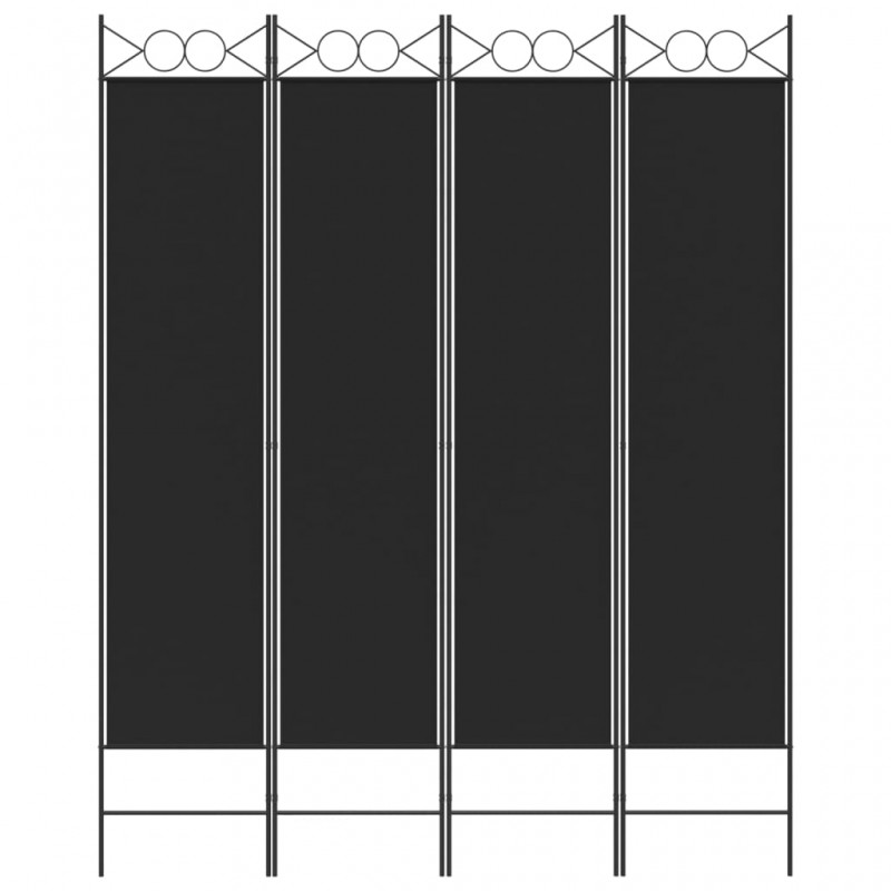 Διαχωριστικό Δωματίου με 4 Πάνελ Μαύρο 160x200 εκ. από Ύφασμα