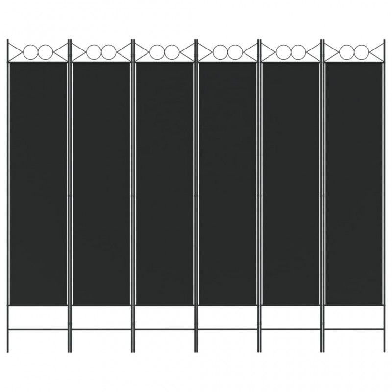 Διαχωριστικό Δωματίου με 6 Πάνελ Μαύρο 240x200 εκ. από Ύφασμα