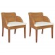 Καρέκλες Τραπεζαρίας 2 τεμ. Καφέ από Φυσικό Ρατάν με Μαξιλάρια
