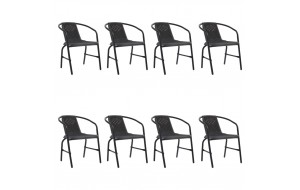 Καρέκλες Κήπου 8 τεμ. 110 κιλά από Πλαστικό Ρατάν & Ατσάλι