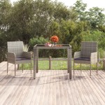 Τραπέζι Κήπου με Γυάλινη Επιφάνεια Γκρι 90x90x75 εκ Συνθ. Ρατάν Τραπέζι Κήπου με Γυάλινη Επιφάνεια Γκρι 90x90x75 εκ Συνθ. Ρατάν