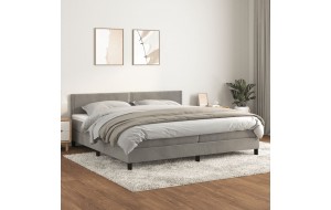 Κρεβάτι Boxspring με Στρώμα Ανοιχτό Γκρι 200x200 εκ. Βελούδινο