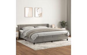 Κρεβάτι Boxspring με Στρώμα Ανοιχτό Γκρι 200x200 εκ. Βελούδινο