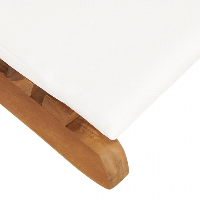 Ξαπλώστρα πτυσσόμενη από μασίφ ξύλο teak με λευκό κρεμ μαξιλάρι