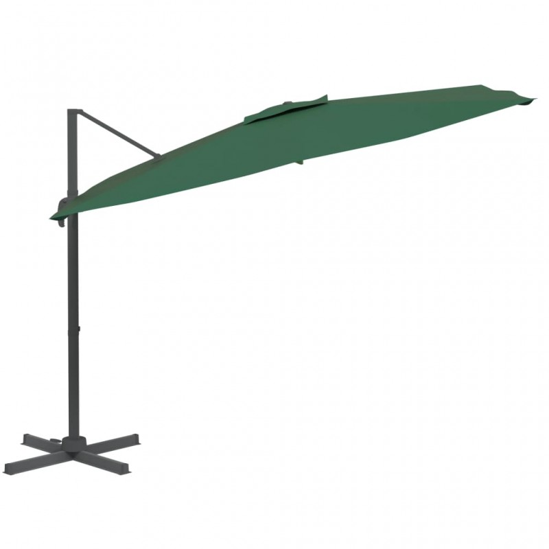 Ομπρέλα κρεμαστή πράσινη με ιστό από αλουμίνιο 400x300 εκ