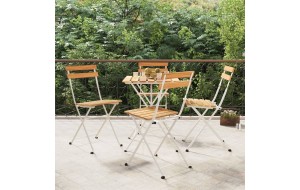 Καρέκλες bistro πτυσσόμενες σετ 4 τεμαχίων από μασίφ ξύλο ακακίας και ατσάλι