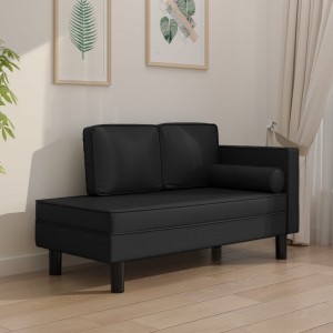 Καναπές Κρεβάτι Διθέσιος Μαύρος από Συνθετικό Δέρμα