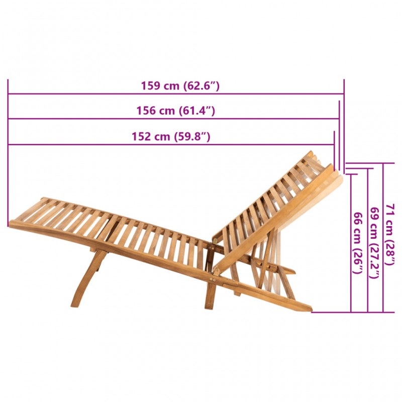 Ξαπλώστρα από Μασίφ Ξύλο Teak