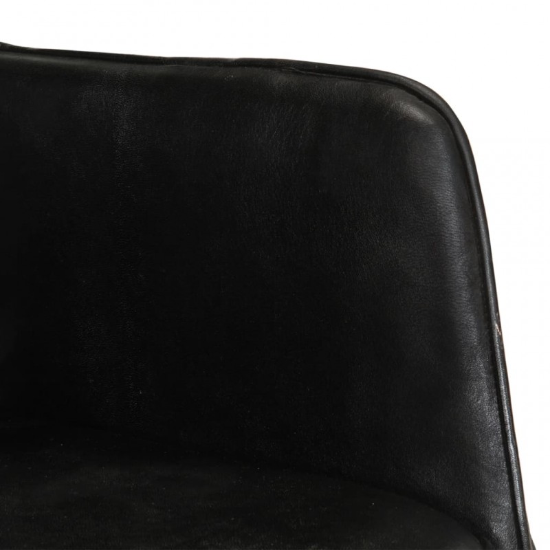Πολυθρόνα κουνιστή μαύρη από γνήσιο δέρμα με υποπόδιο