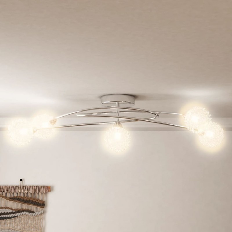Φωτιστικό Οροφής με Συρμάτινα Διχτ. Καπέλα για 5 Φώτα LED G9