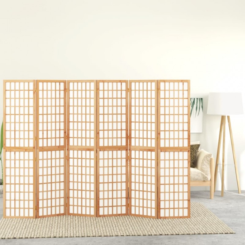 Παραβάν Ιαπωνικού στυλ με 6 πάνελ πτυσσόμενο από ξύλο ελάτης και ριζόχαρτο 240x170 εκ