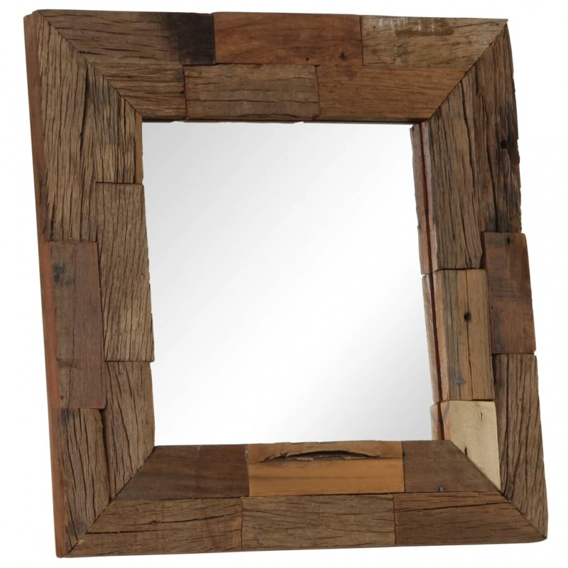 Καθρέφτης τετράγωνος μασίφ ανακυκλωμένο ξύλο 50 x 50 εκ