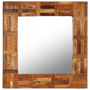 Καθρέφτης τοίχου από μασίφ ανακυκλωμένο ξύλο 60x60 εκ