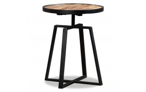 Βοηθητικό τραπέζι στρογγυλό από μασίφ ανακυκλωμένο ξύλο teak 39x50 εκ